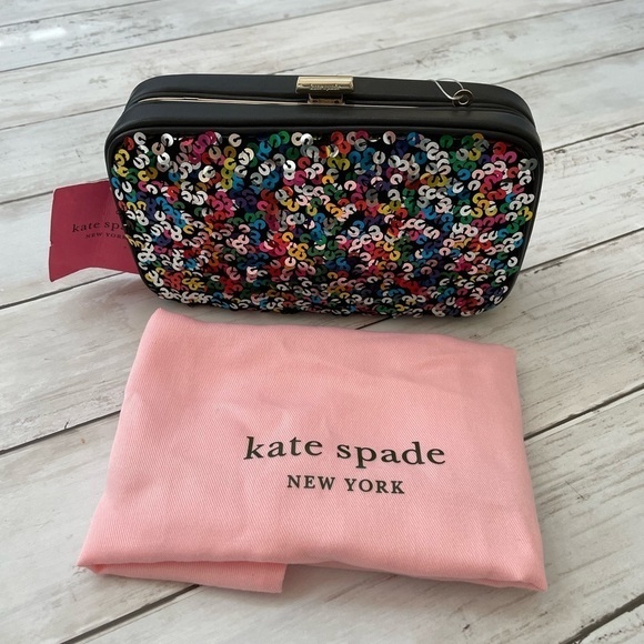 Kate Spade Tonight Sequins Embellished Leather Crossbody Clutch NWT $228 - Picture 11 of 11